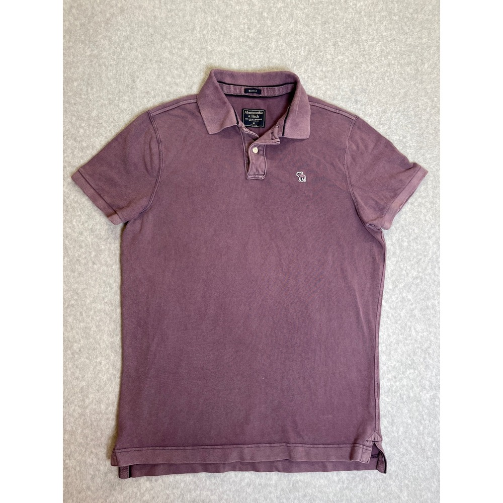Abercrombie & Fitch Y2K Mens Muscle Fit Polo Shirt Purple Faded Preppy Cotton M